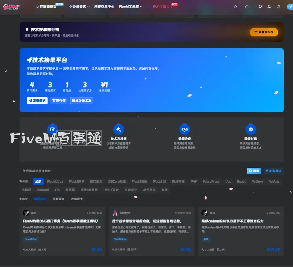 全新上线丨FiveM百事通 · 技术接单平台正式开放！-Fivem百事通